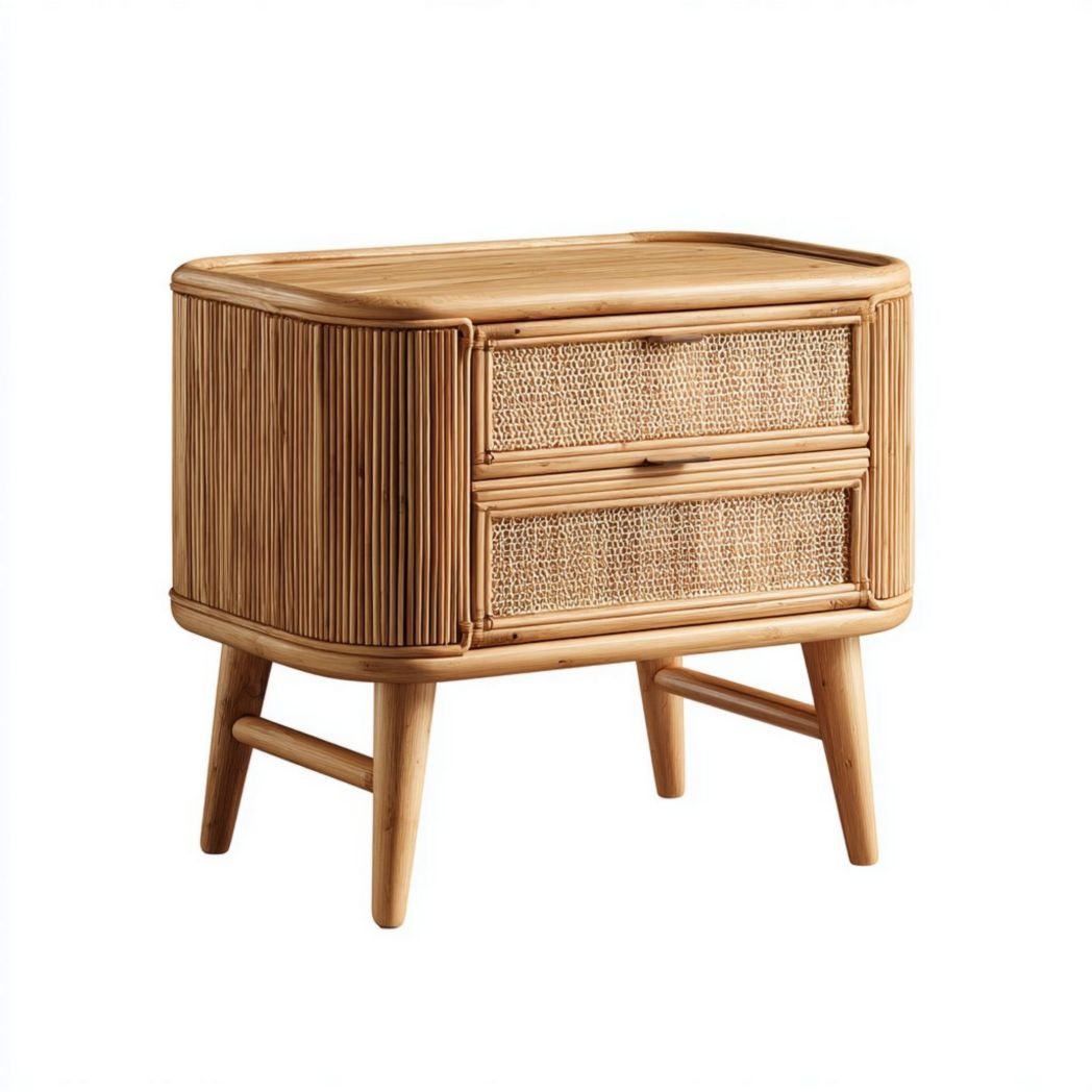 Bijzettafel van bamboe voor de woonkamer met opbergladen - 60 x 40 x 50