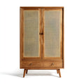 Opbergkast van massief hout voor de eetkamer met bamboe elementen - 90 x 45 x 150