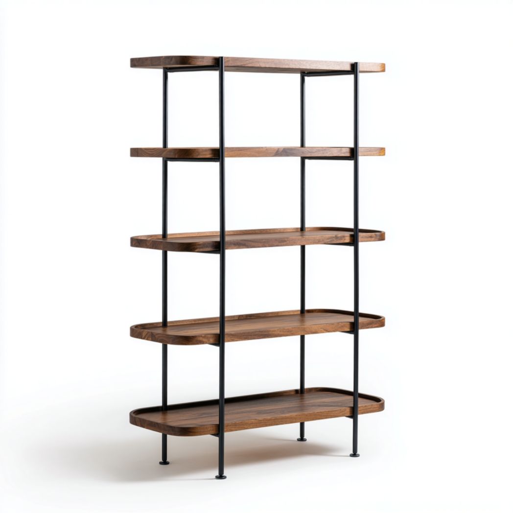 Boekenkast van hout en metaal voor de woonkamer - 80 x 30 x 150