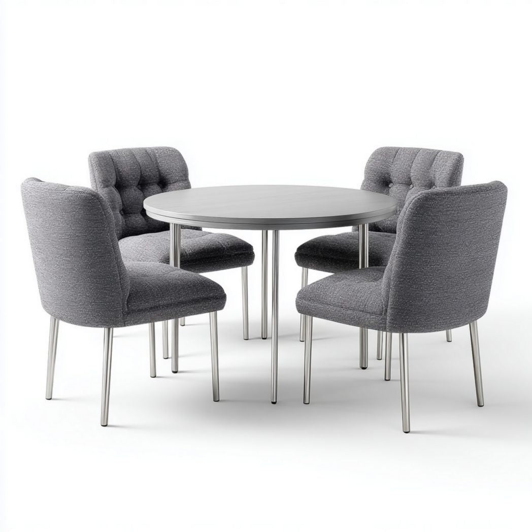 Eettafel van MDF voor de eetkamer met vier bijpassende stoelen - 150 x 150 x 75