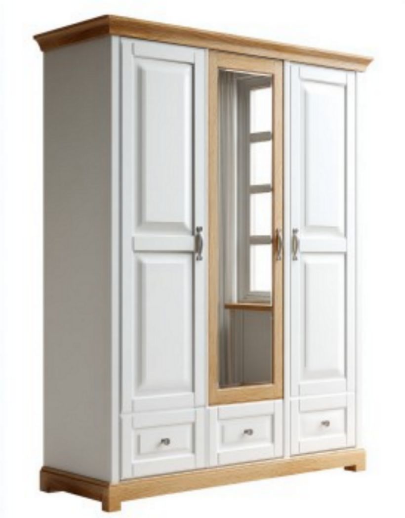 Kast van MDF met glazen inzet voor de slaapkamer - 200 x 60 x 210