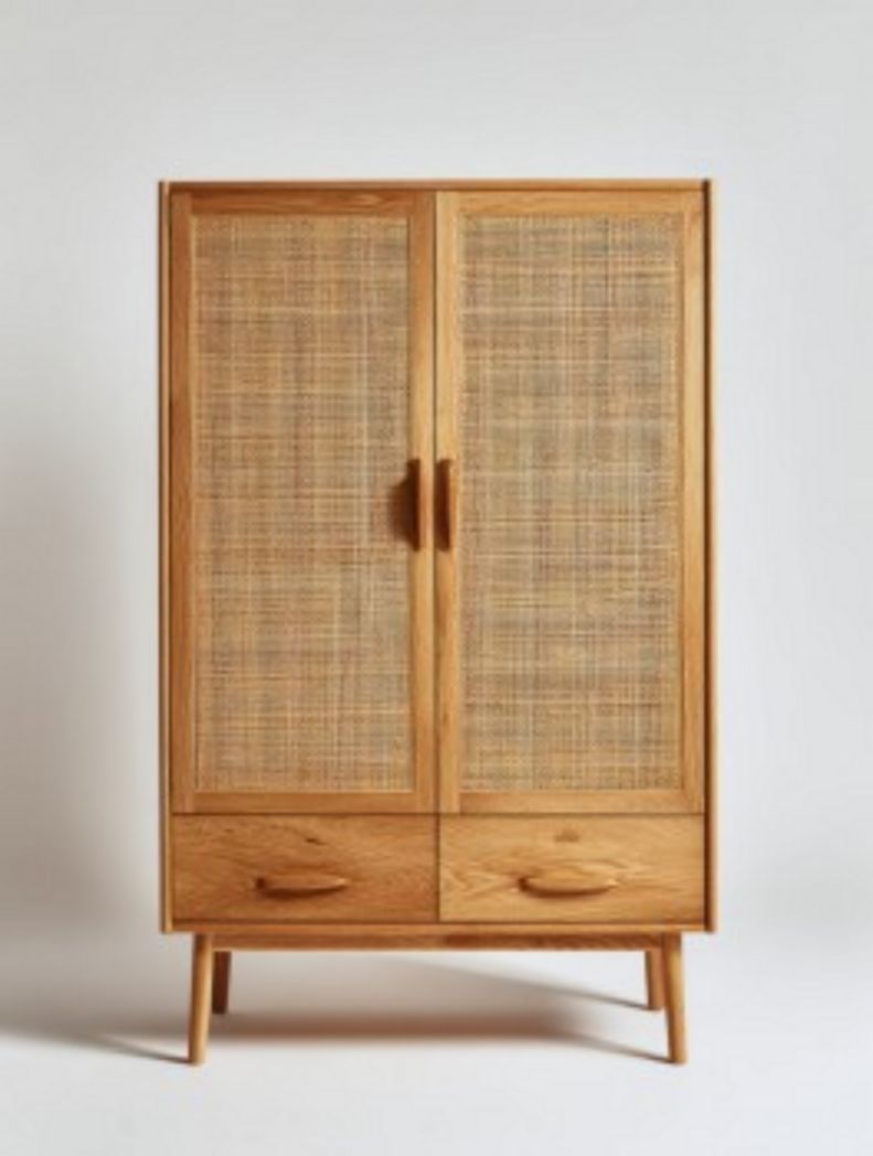 Kast met rieten deuren voor de opslag in de woonkamer - 120 x 60 x 180